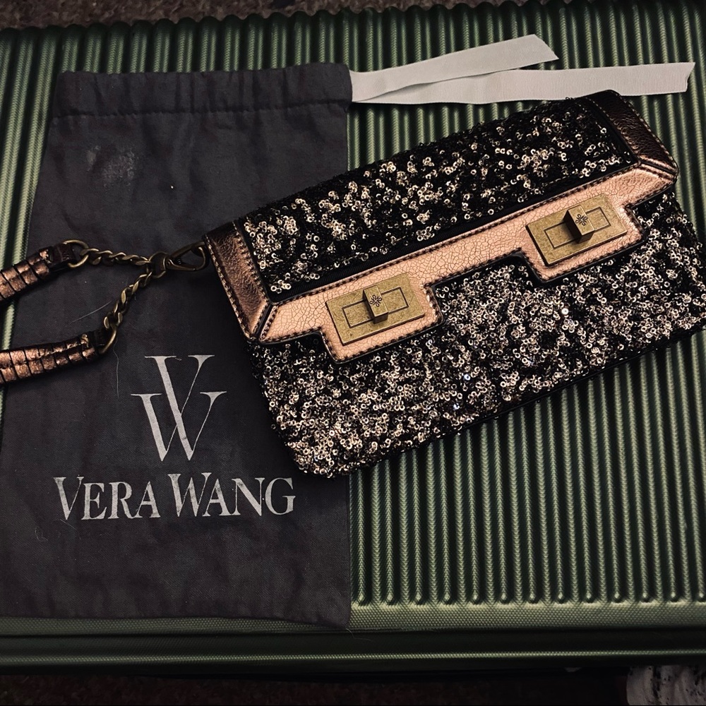 Simply Vera Vera Wang Black and Gold Sequin Clutch